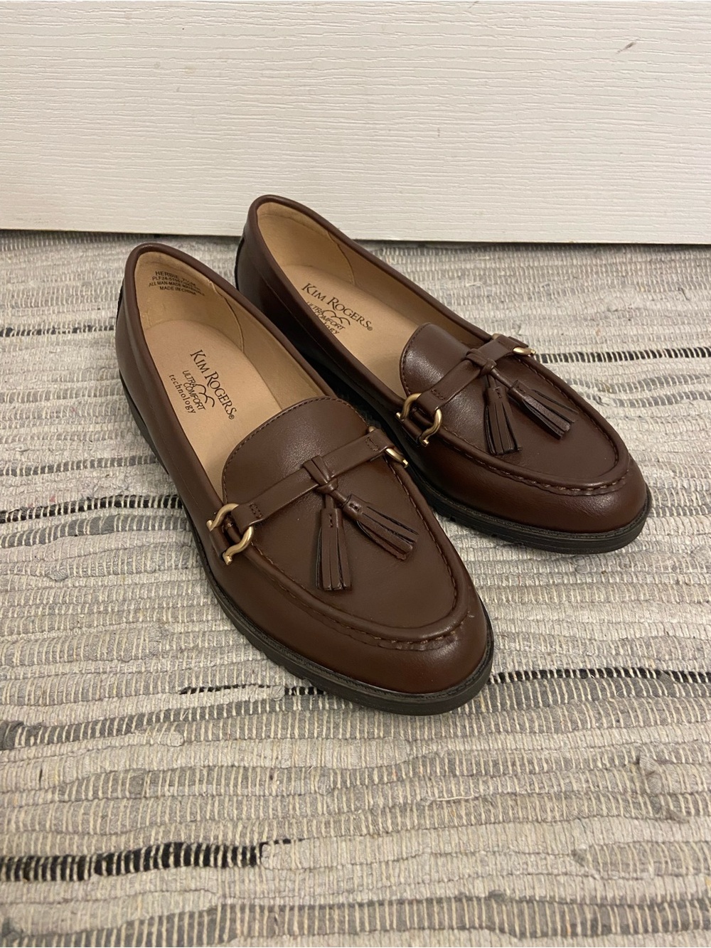 Kim Rogers Brown Leather Tassel Loafers for Women